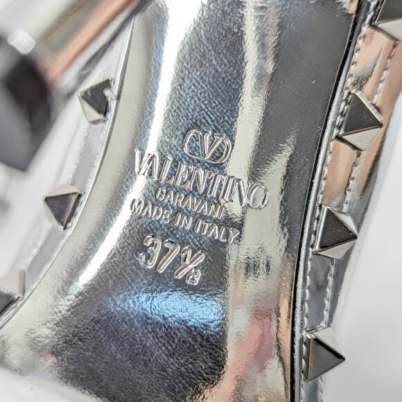 Valentino Garavani Women's Pointed Toe Rockstud Pumps Silver Sz 37.5 MSRP $1,390 - Picture 7 of 9